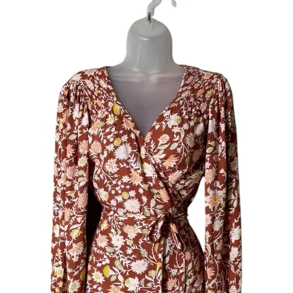Billabong Womens Bohemian Wrap Dress Medium Floral Beachy Cottagecore Festival‎ - Picture 3 of 9